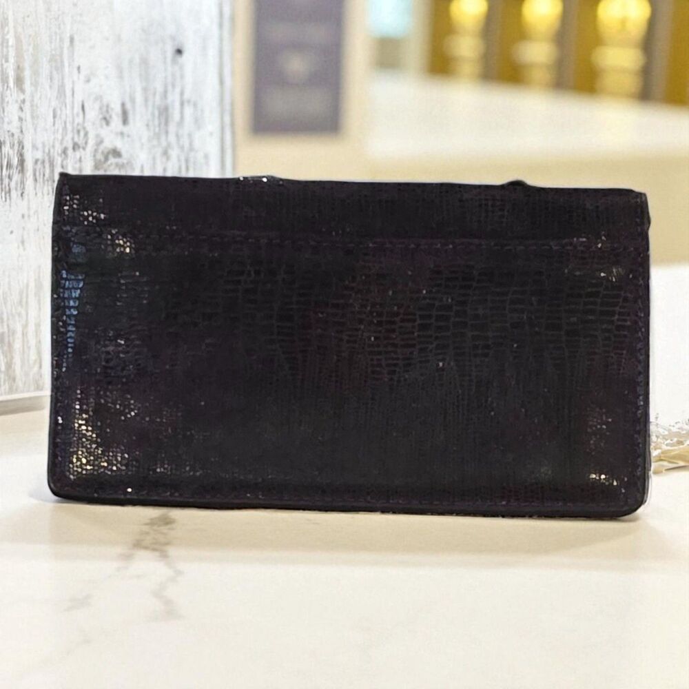 Wilsons Leather Deep Purple Slim Wallet Checkbook EUC